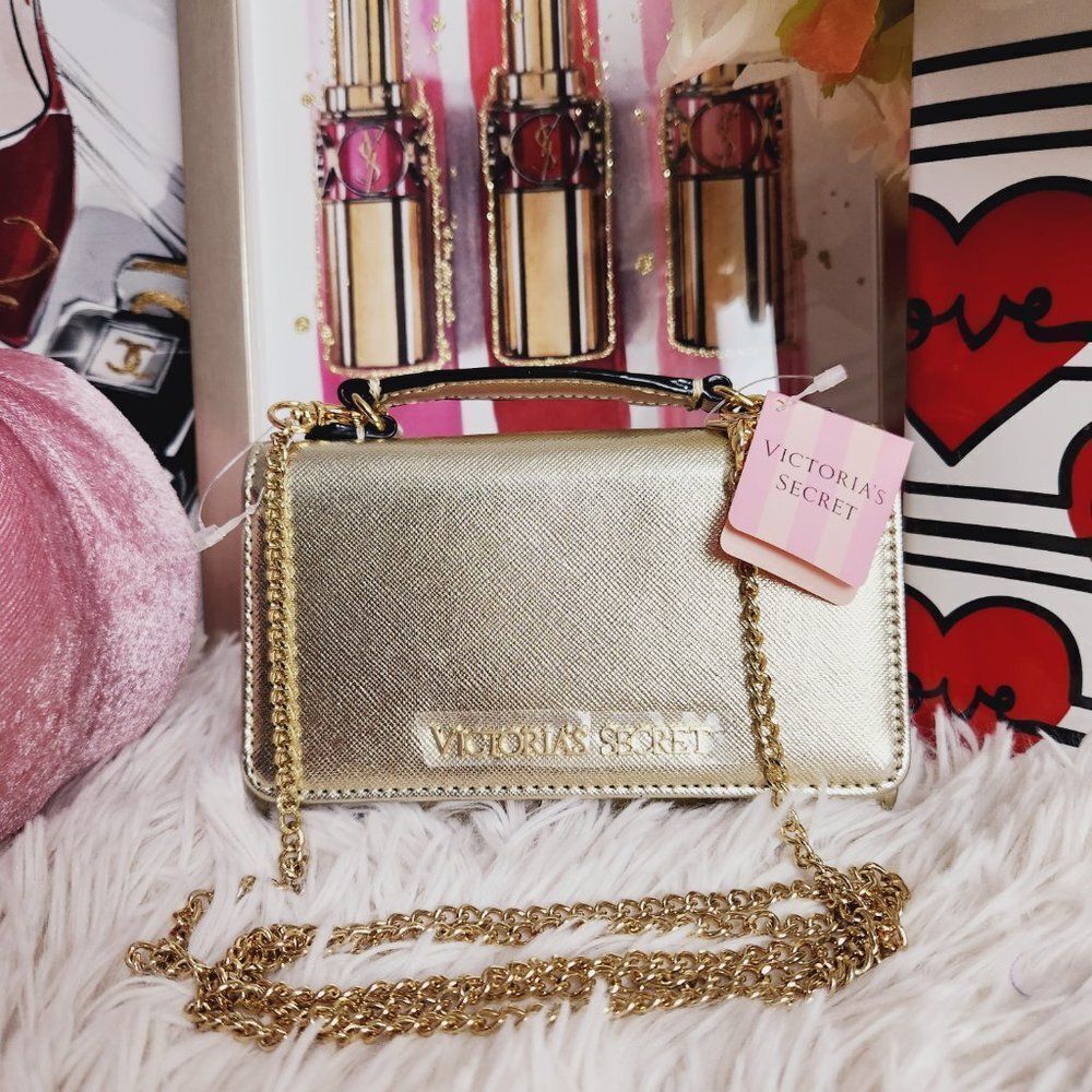 Victoria's Secret gold phone crossbody bag NWT